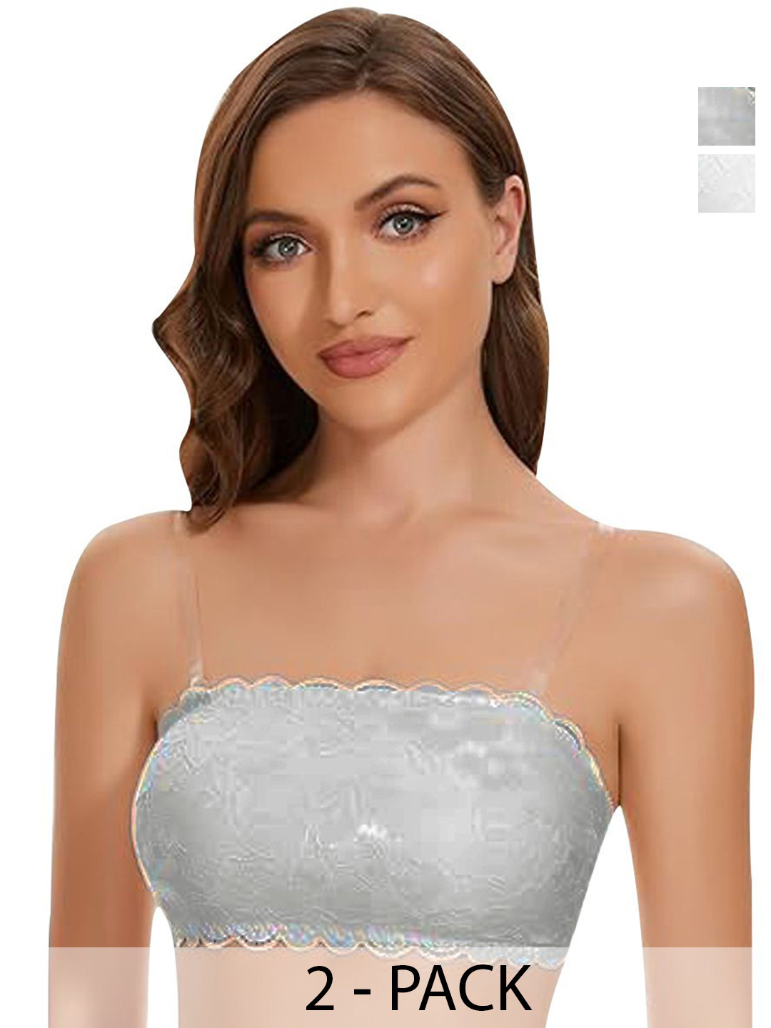 

ComfyStyle Floral Bandeau Bra Full Coverage Lightly Padded, Grey