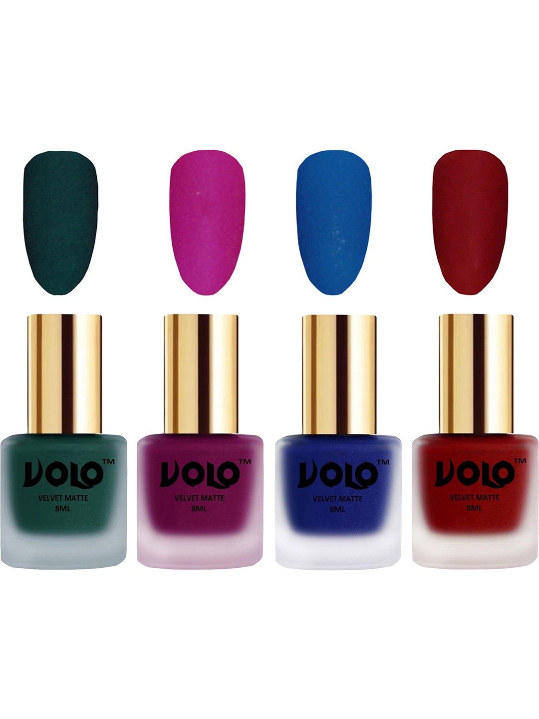 

VOLO Set Of 4 Velvet Matte Nail Polish-8 ml Each Shade -12 -14 -19 -22, Green