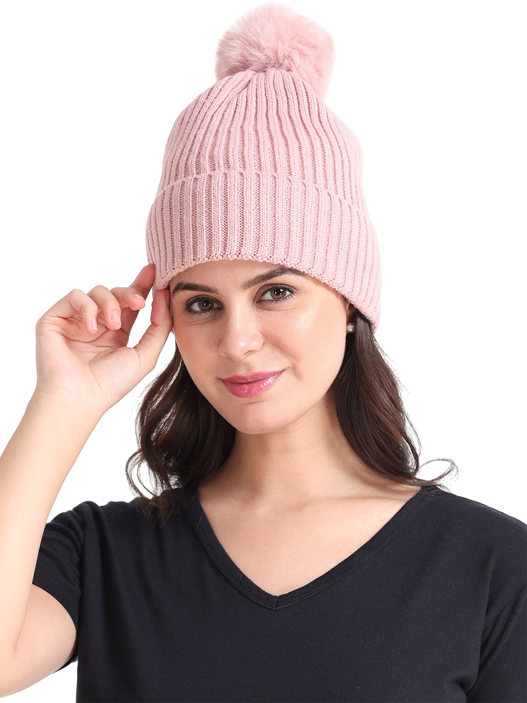 

FabSeasons Women Woolen Beanie, Peach