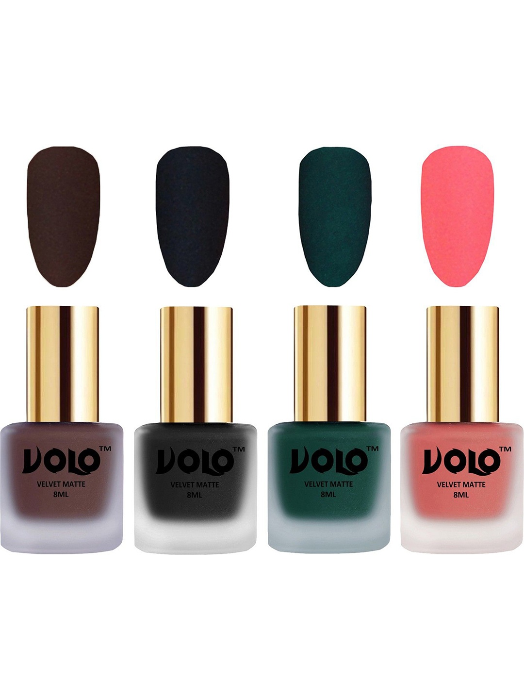 

VOLO Set Of 4 Velvet Matte Nail Polish - 8 ml Each - 2 - 5 - 12 - 41, Multi