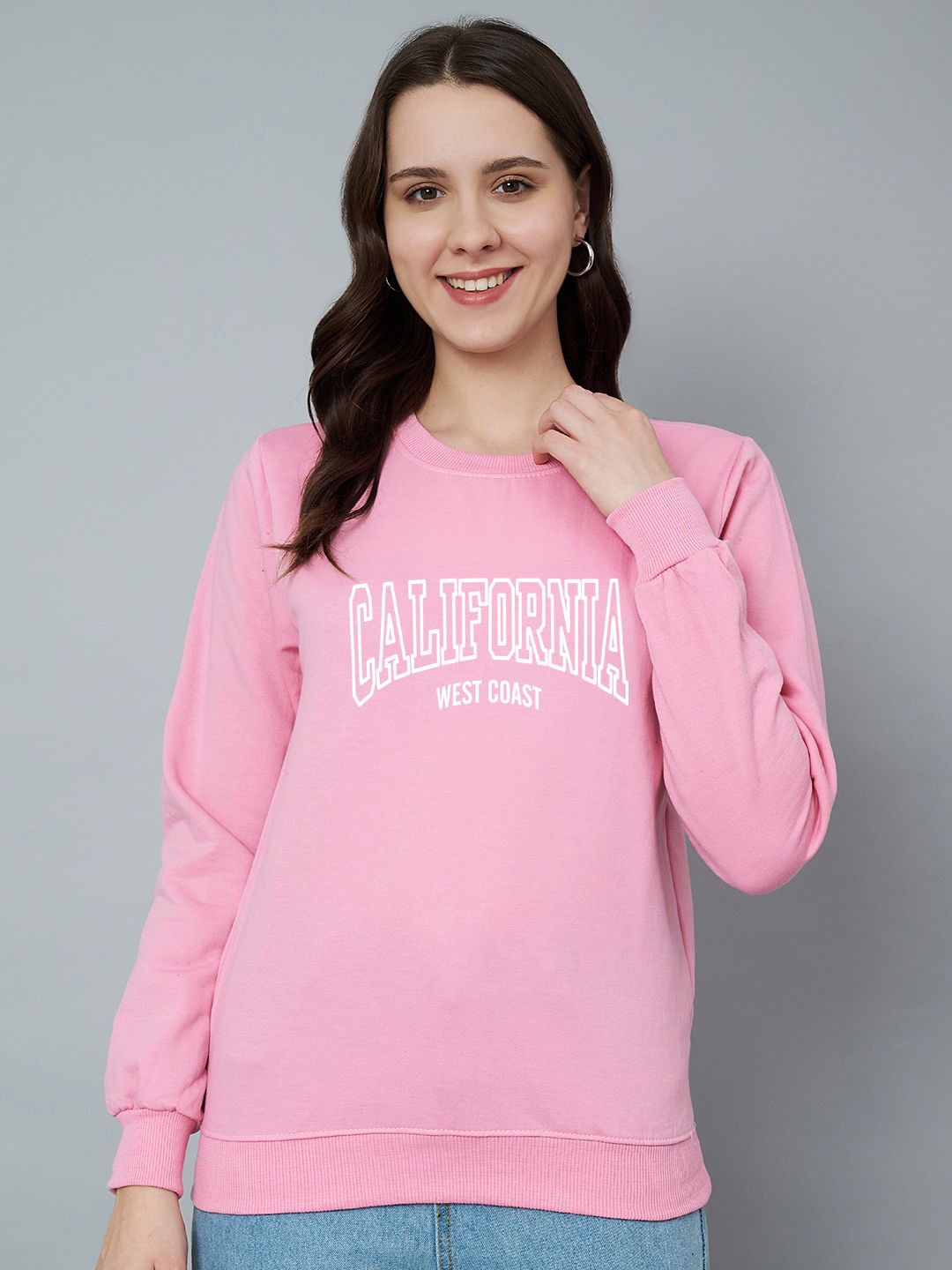 

Trend Level Women Typography Printed Fleece Ribbed Pullover Sweatshirt, Pink