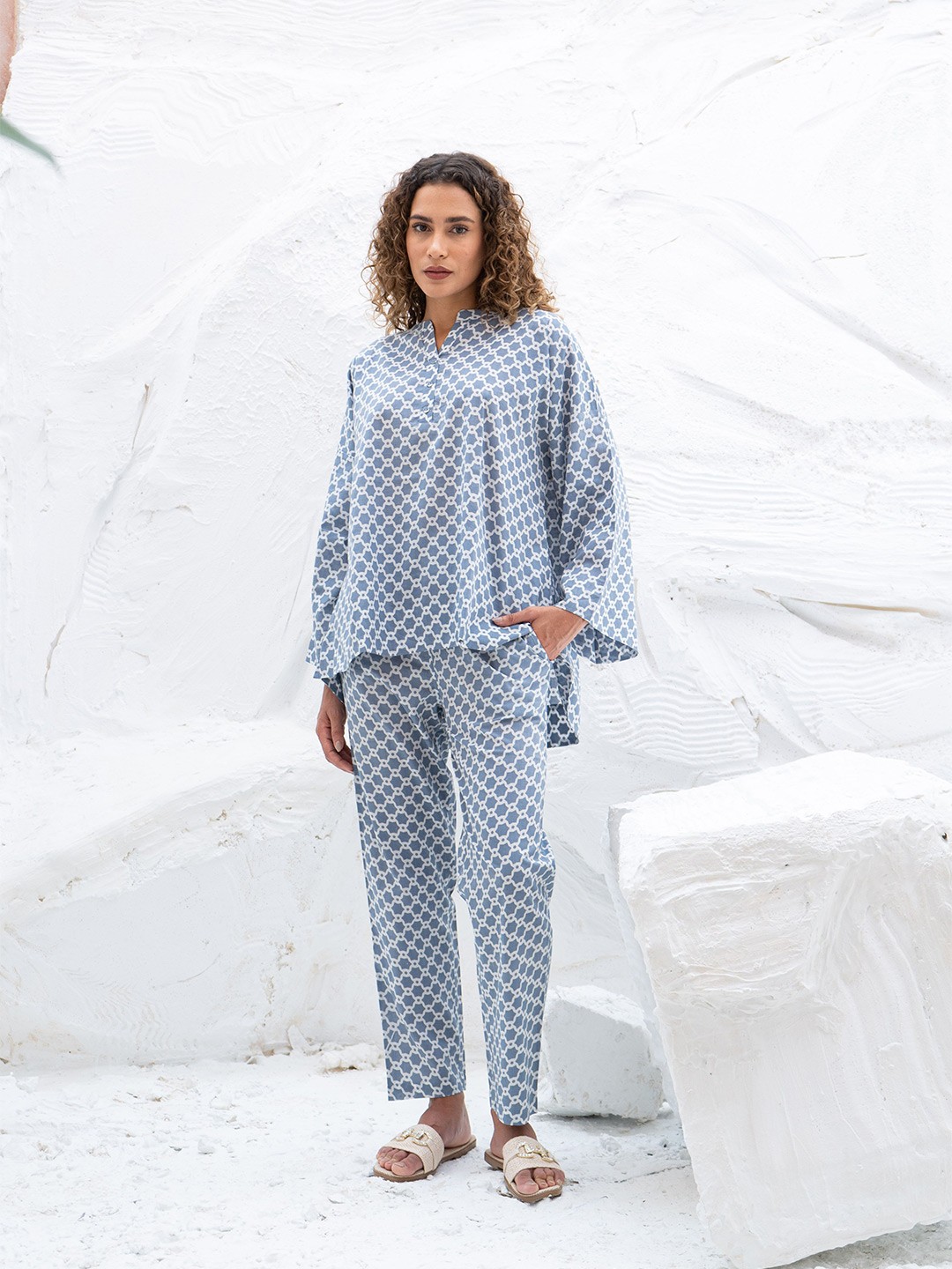 

SANSKRUTIHOMES Women Printed Night suit, Grey