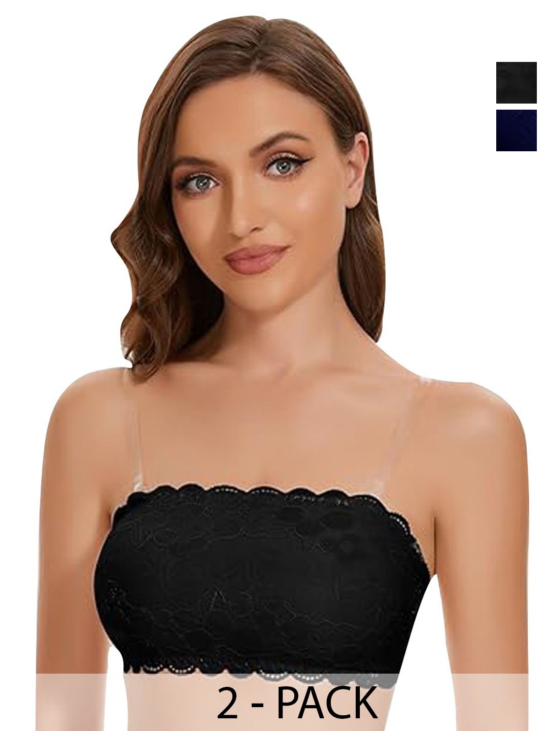 

ComfyStyle Floral Bandeau Bra Full Coverage Lightly Padded Bra, Black