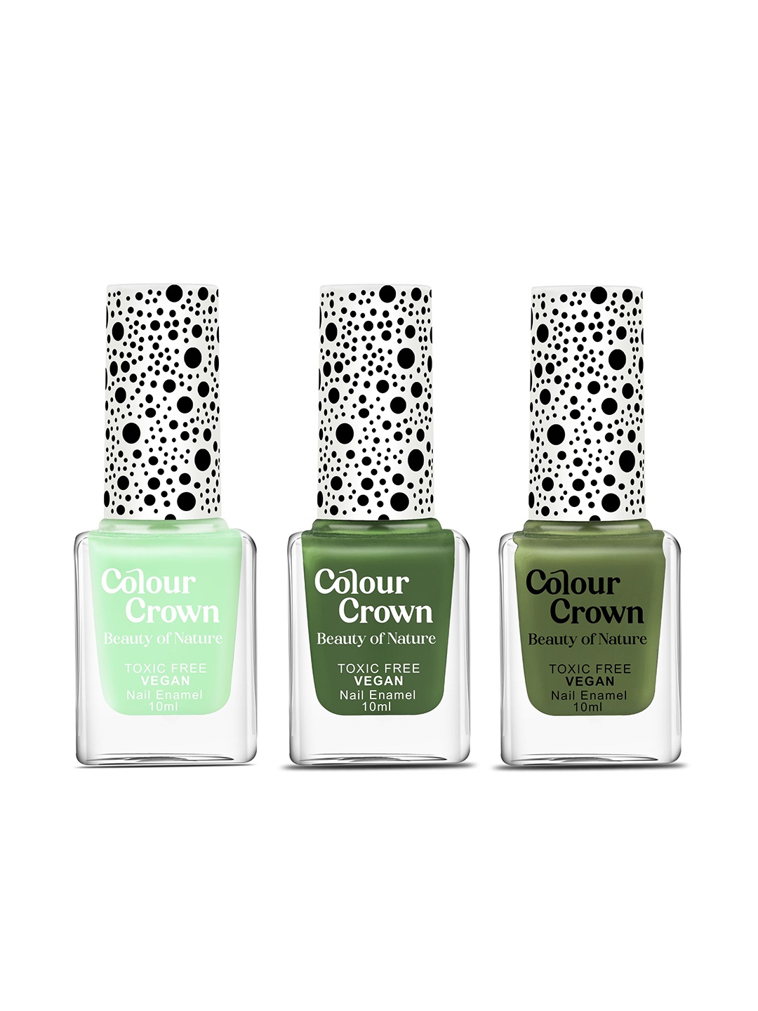 

CROWN Set of 3 Longwear Glossy Finish - 10 ml Each - Forest Hues, Multi