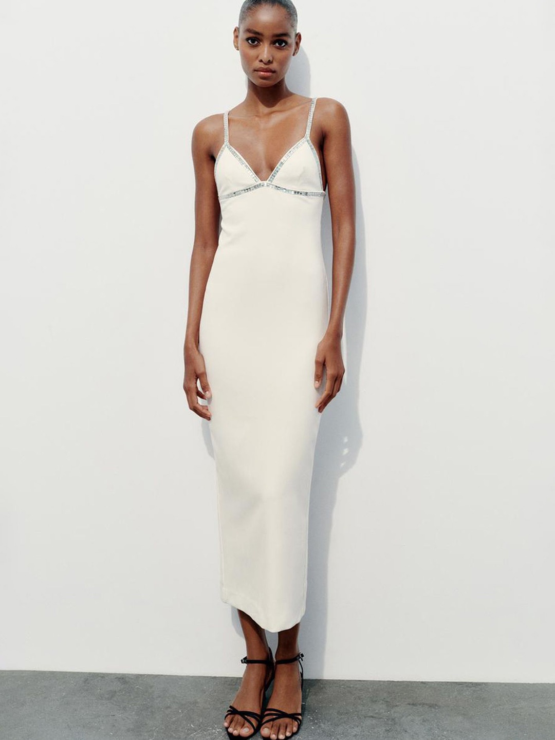 

LULU & SKY Women Solid Shoulder Straps Maxi Dress, White
