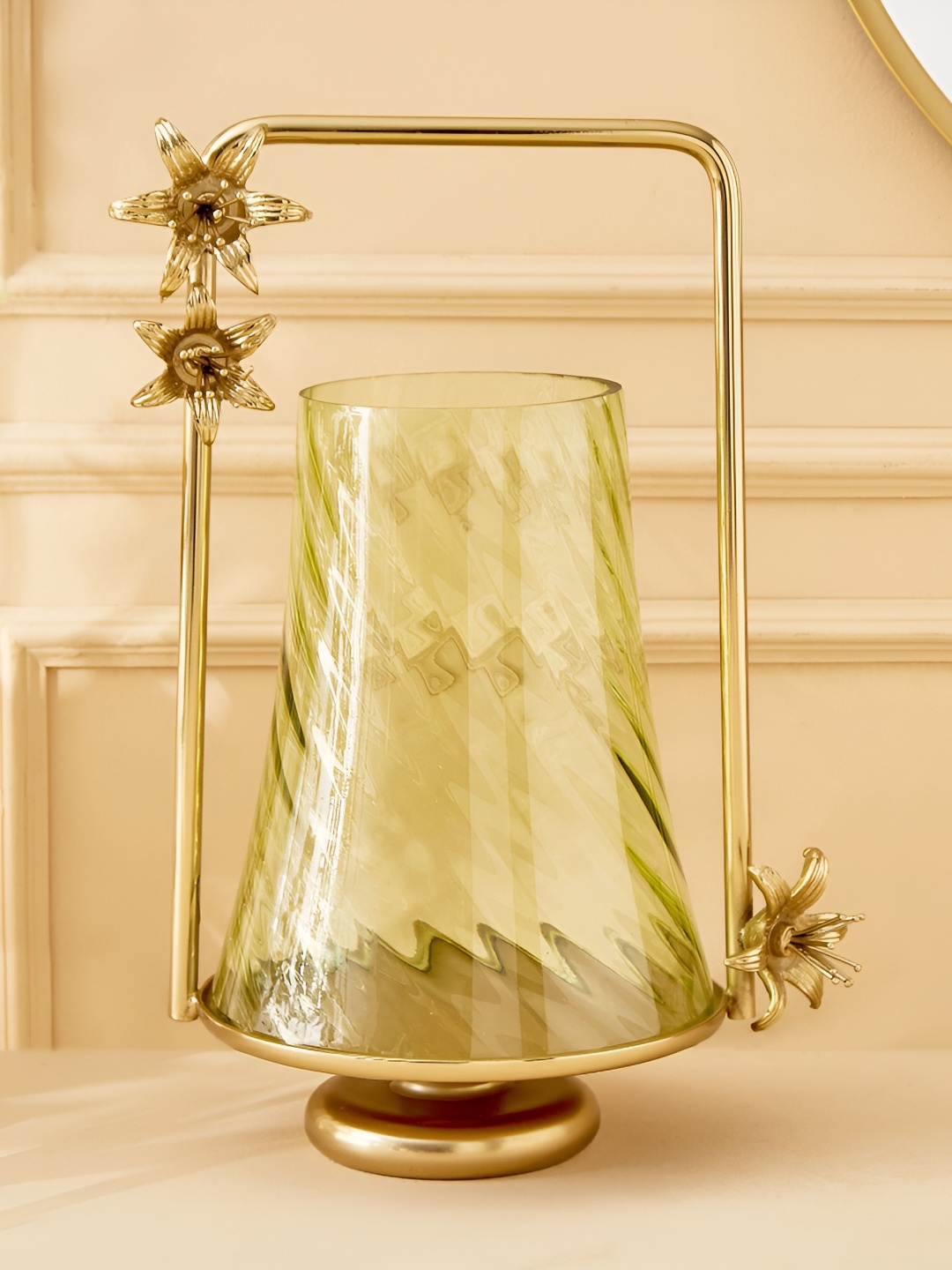 

Home Centre Green & Gold-Toned Glass Candle Holder