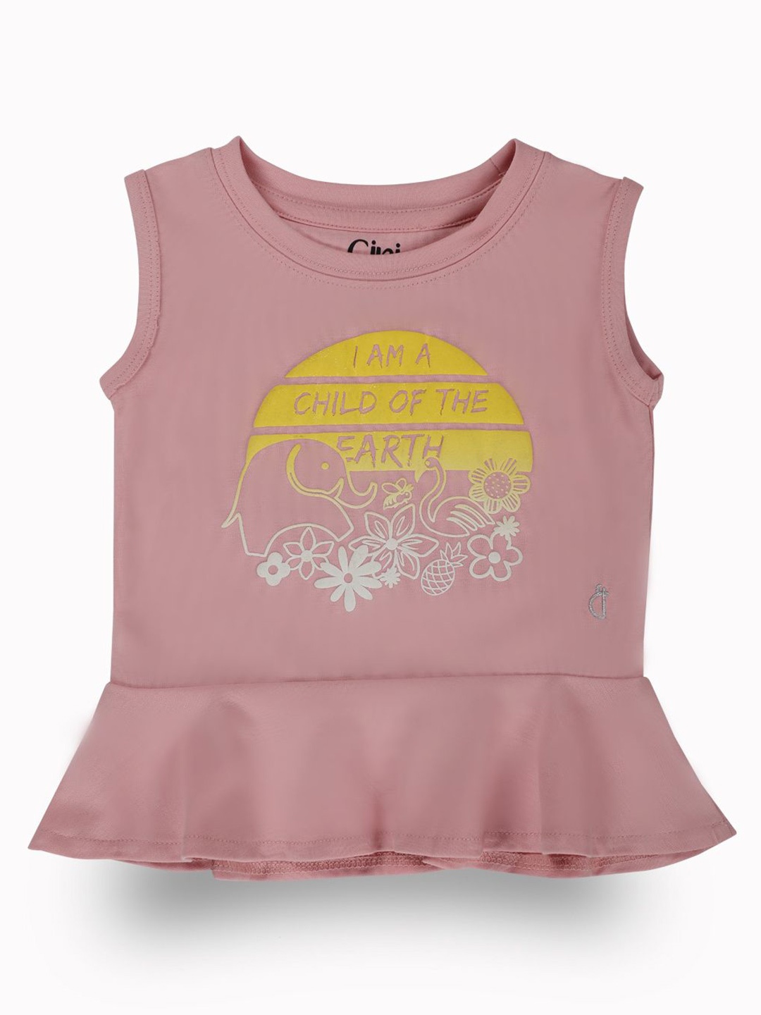 

Gini and Jony Girls Graphic Printed Round Neck Cotton Top, Mauve