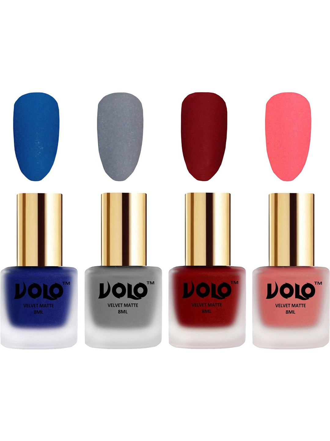 

VOLO Set Of 4 Velvet Matte Nail Polish - 8 ml Each -19 - 20 - 22 - 41, Multi