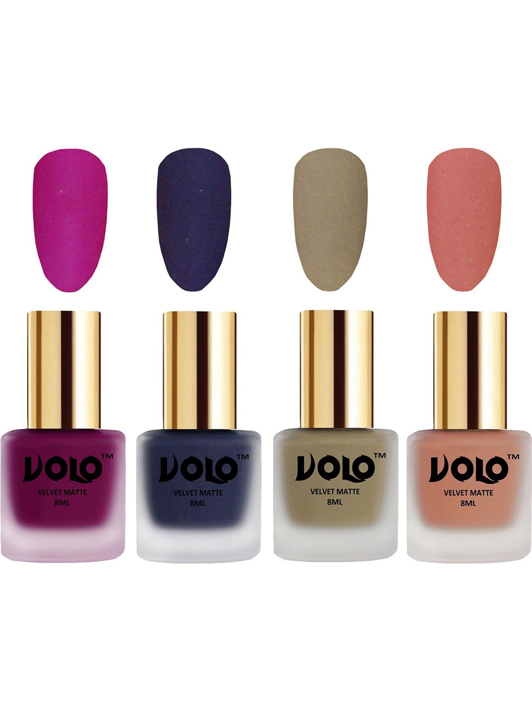

VOLO Set Of 4 Velvet Matte Nail Polish- 8 ml Each- 14 - 31-37- 38, Multi