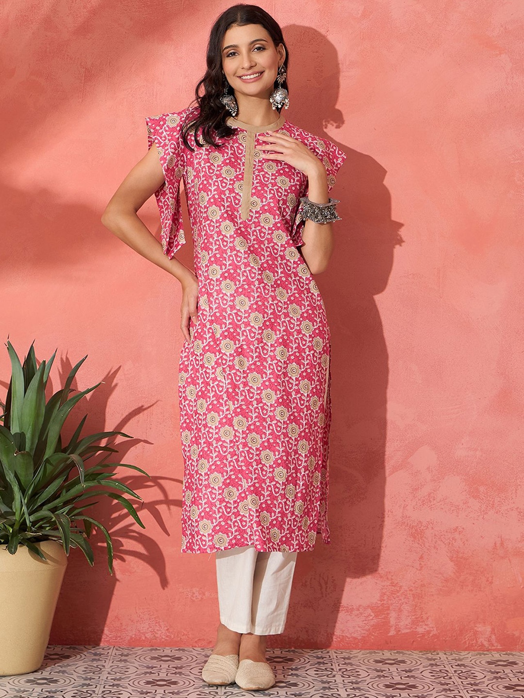 

Sangria Printed Straight Kurtas, Red