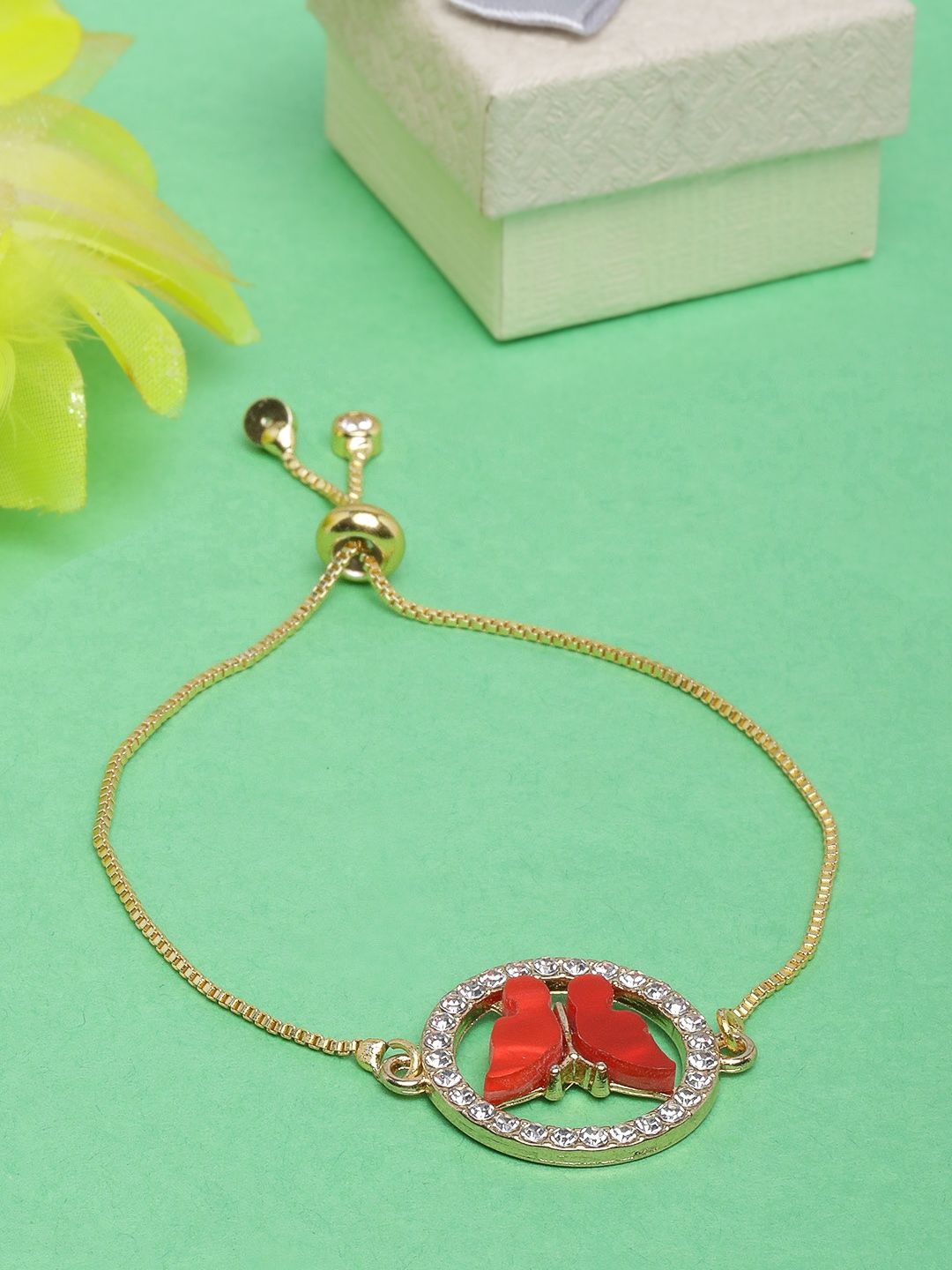 

KPOP Gold-Plated Enamelled Stone Studded Charm Bracelet
