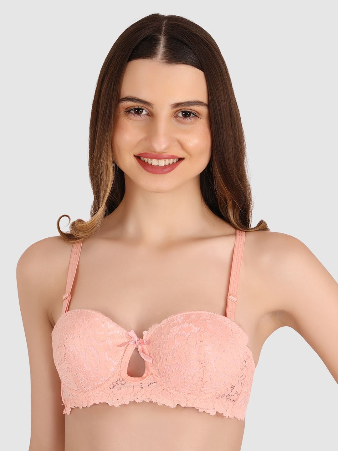 

BRACHY Women Medium Coverage Underwired Heavily Padded Bra, Peach