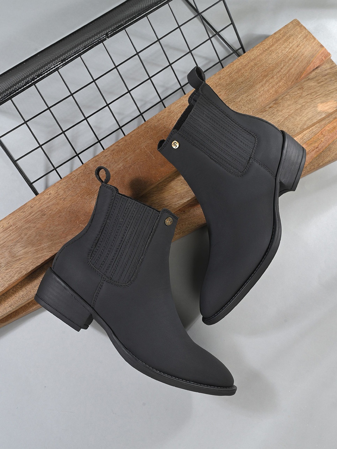

El Paso Women Casual Block-Heeled Chelsea Boots, Black