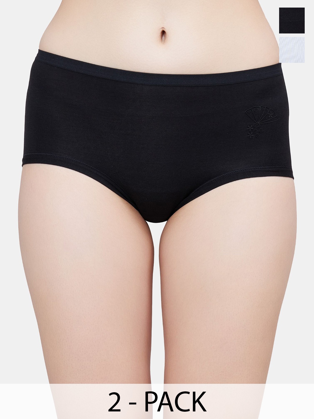 

PLUMBURY Pack Of 2 Mid-Rise Hipster Briefs-PLPANTY805BL/LBLUES, Black