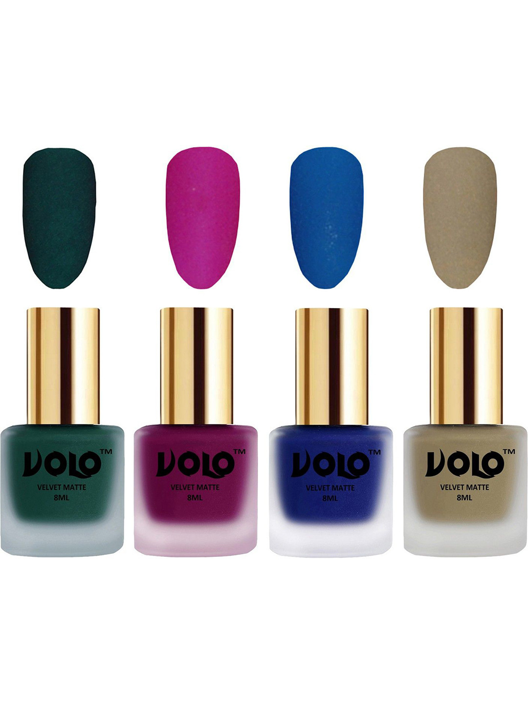 

VOLO Set Of 4 Velvet Matte Nail Polish- 8 ml Each- 12-14-19 -37, Multi