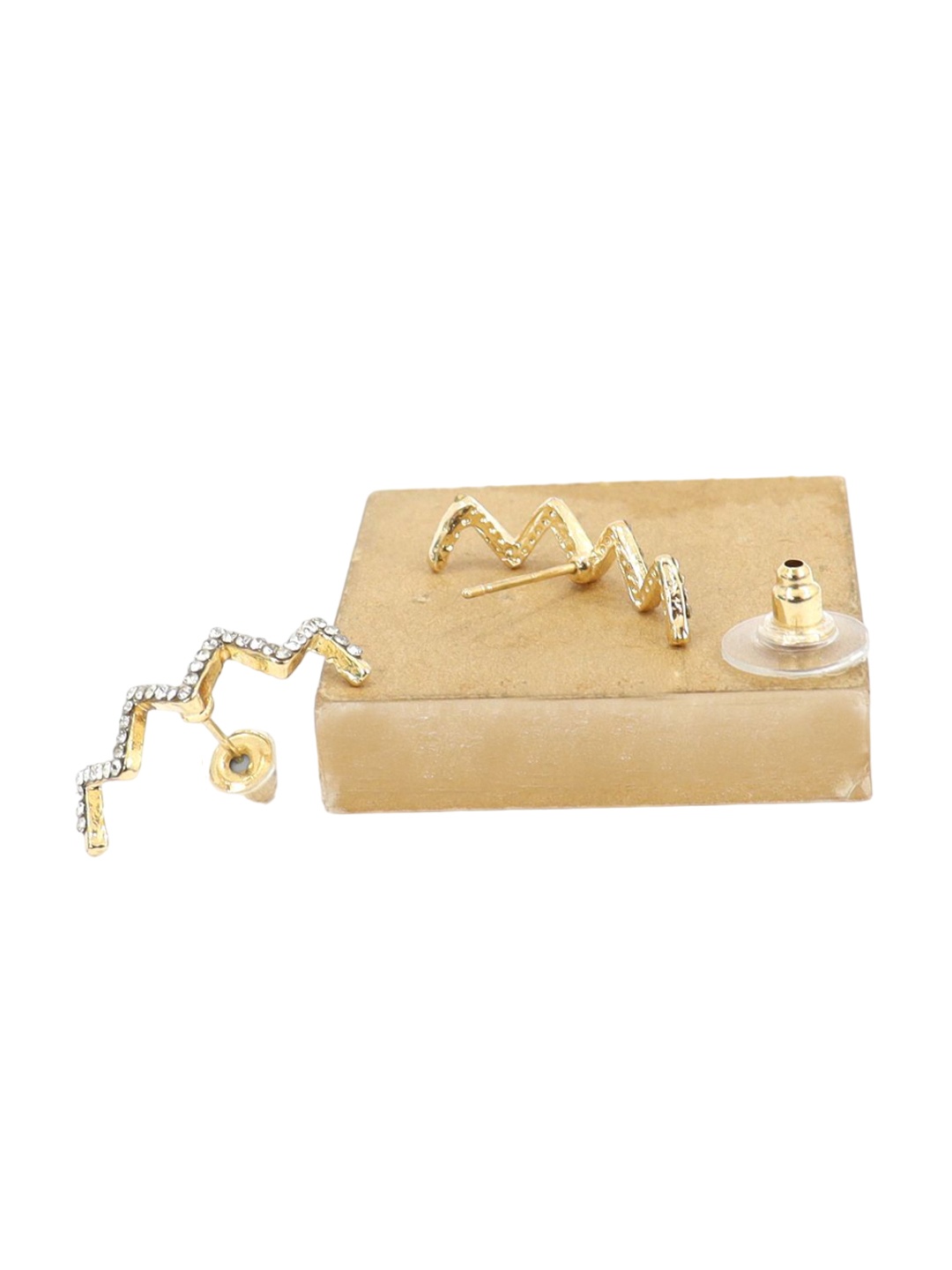 

Krelin Stainless Steel Stone Studded Classic Studs Earrings, Gold