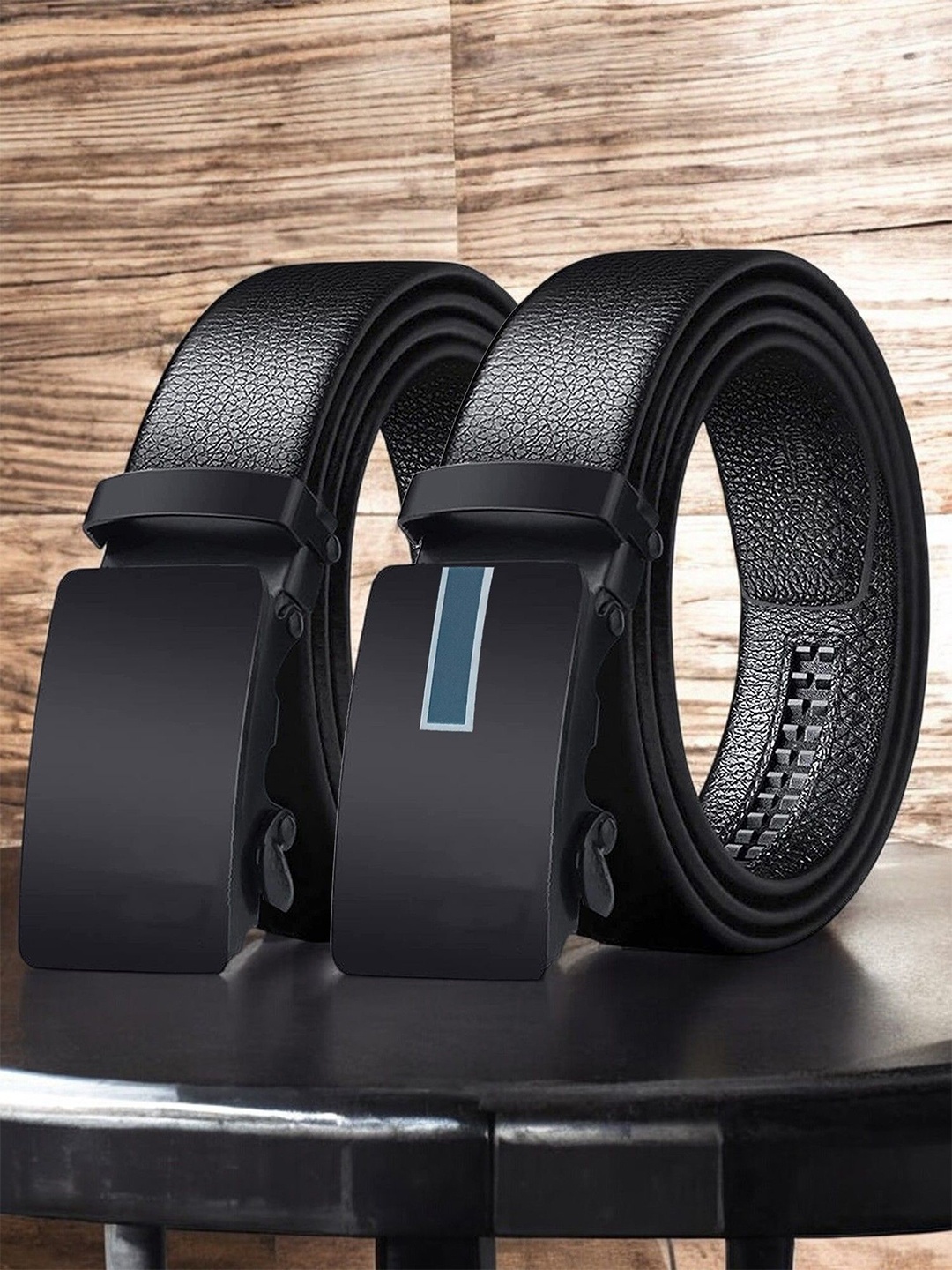 

The Roadster Lifestyle Co Men Set Of 2 Textured Belts, Black