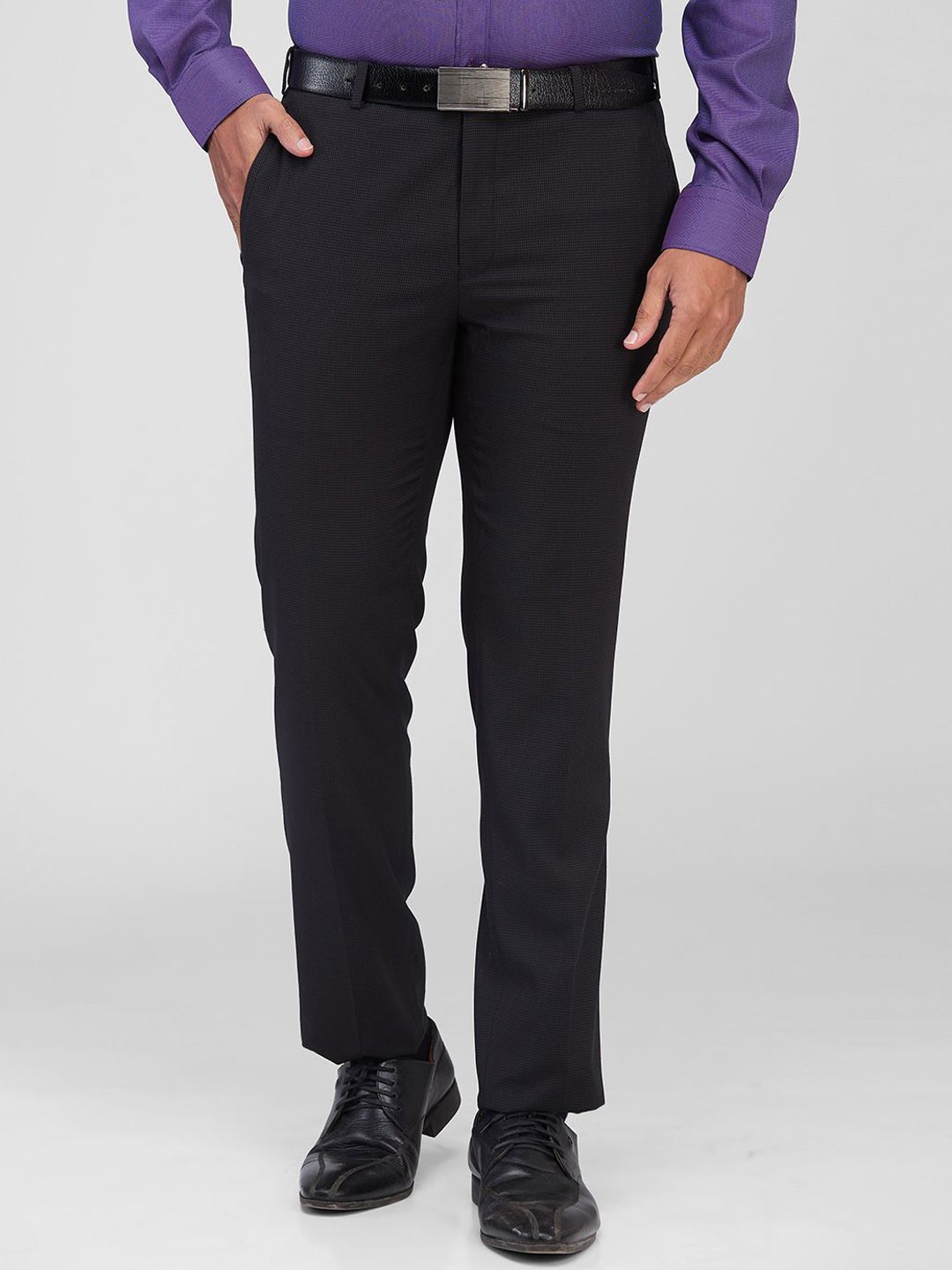 

Raymond Men Slim Fit Self Design Formal Trouser, Grey