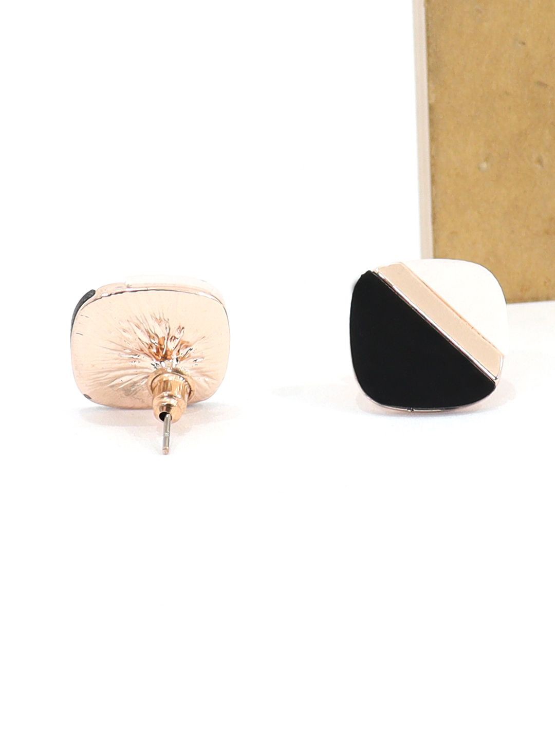 

KRENOZ Stainless Steel Contemporary Studded Earrings, Black