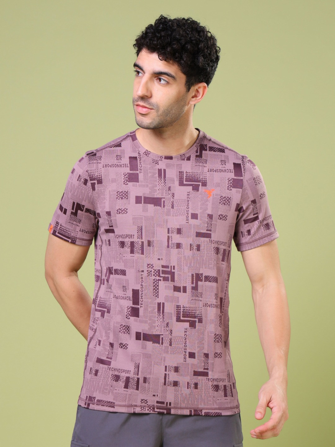 

Technosport Men Abstract Printed UPF50 Slim Fit T-shirt, Purple