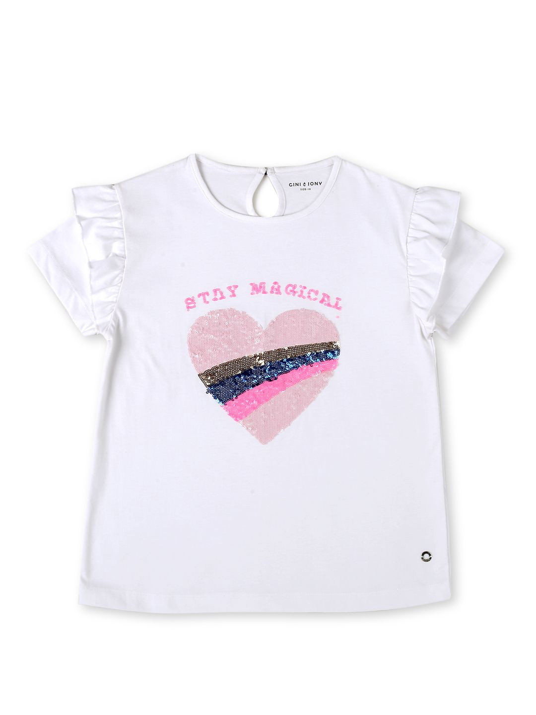 

Gini and Jony Girls Embellished Round Neck Cotton Top, White