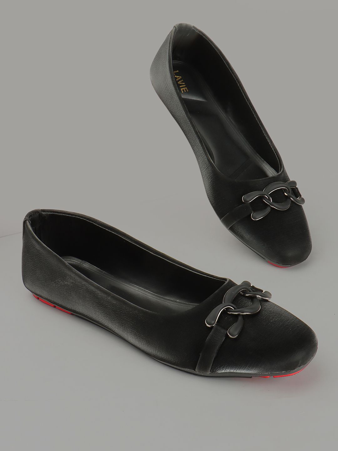 

Lavie Women Solid Slip-On Ballerinas Flats, Black