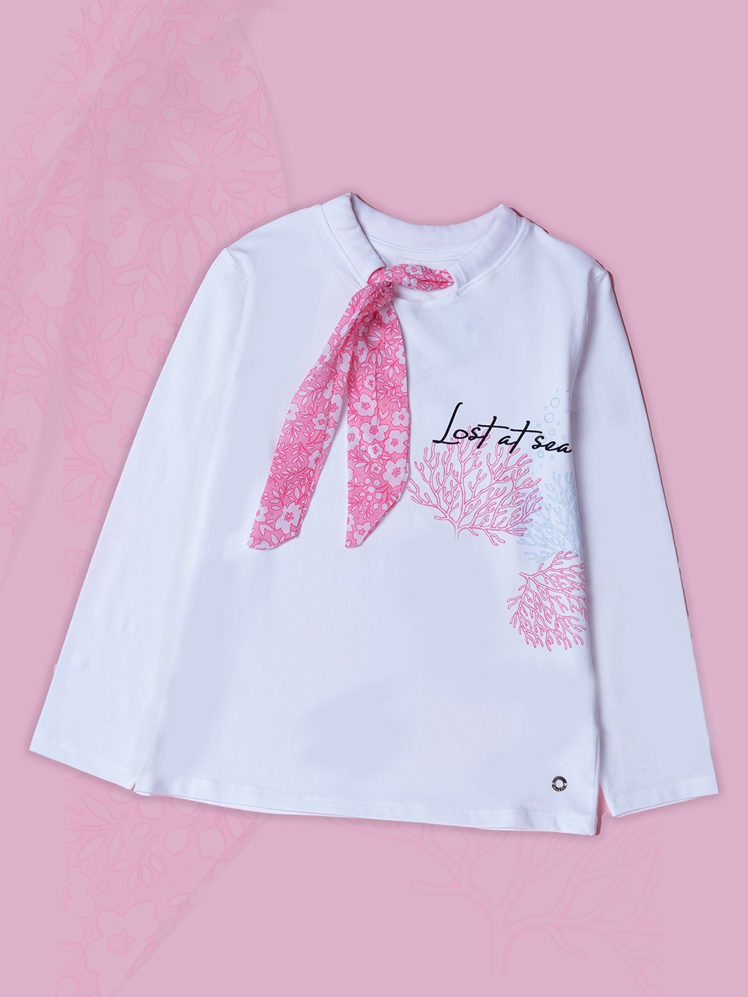 

Gini and Jony Girls Graphic Printed Round Neck Cotton Top, White