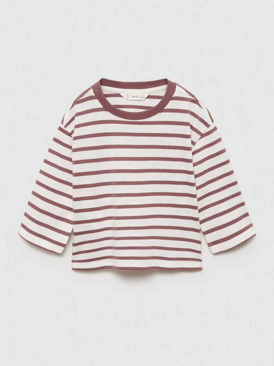 

Mango Kids Boys Striped Drop-Shoulder Sleeves Pure Cotton T-shirt, White