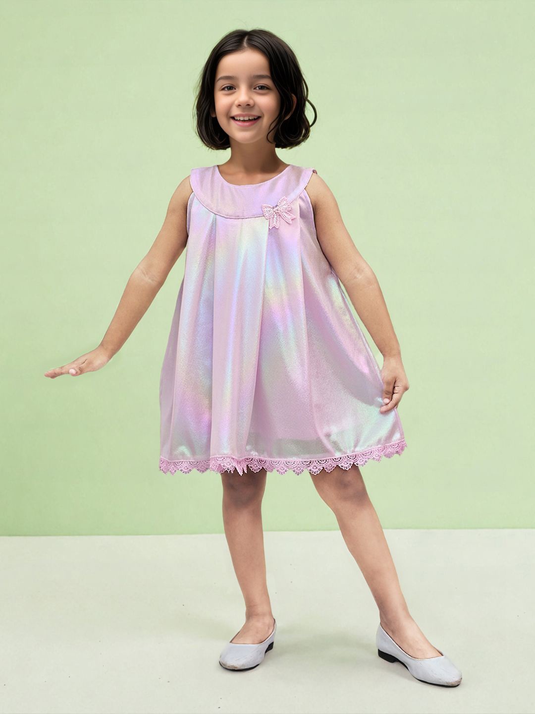 

Toonyport Girls Embellished Self Design A-Line Dress, Pink