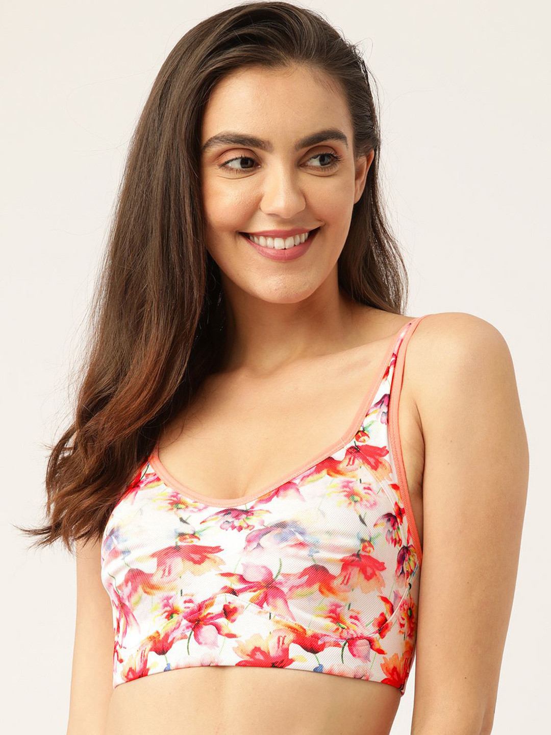 

Inner Sense Floral Full Coverage T-shirt Bra, Peach