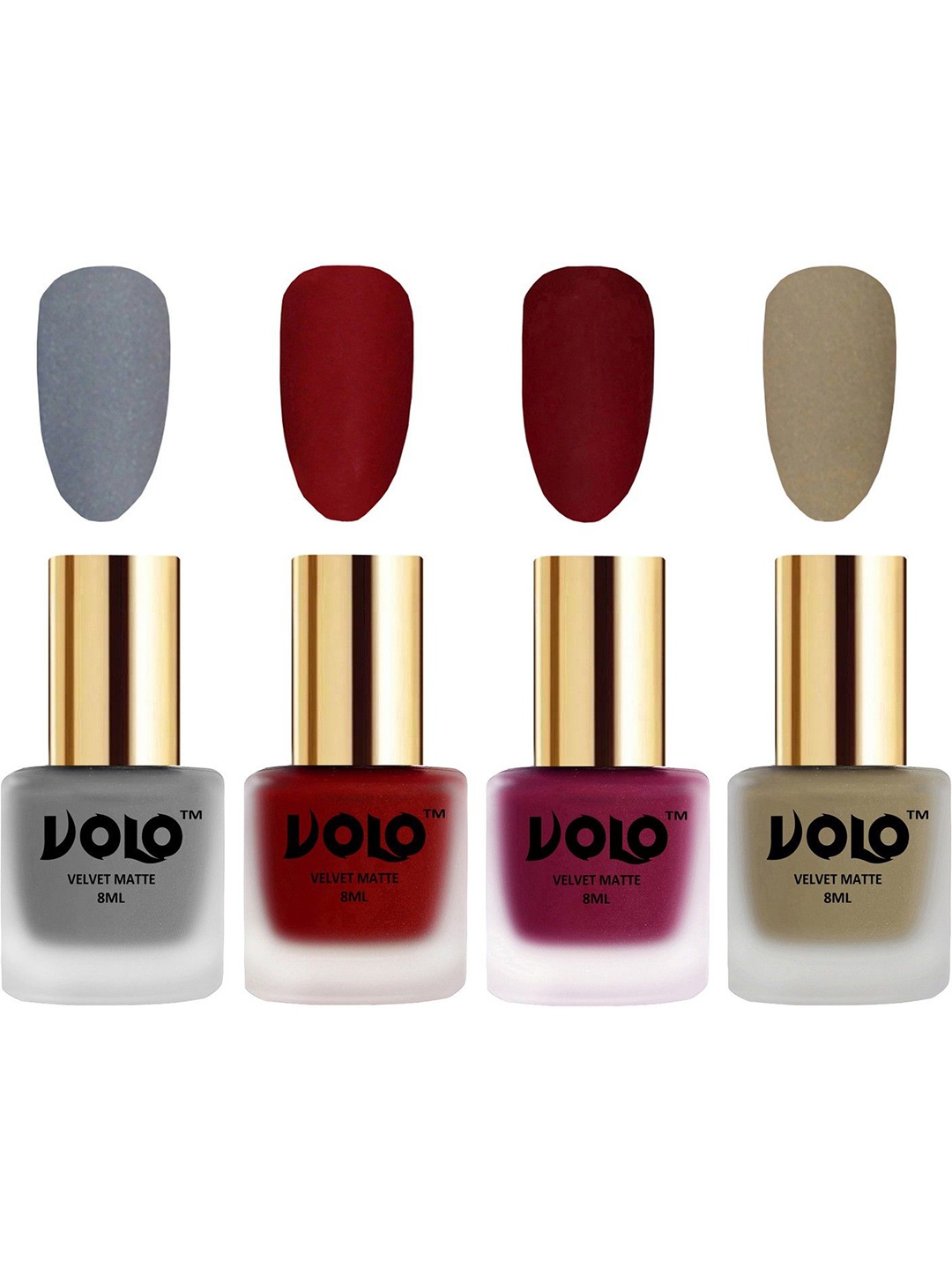 

VOLO Set Of 4 Velvet Matte Nail Polish - 8 ml Each - 20 - 22 - 25 - 37, Multi