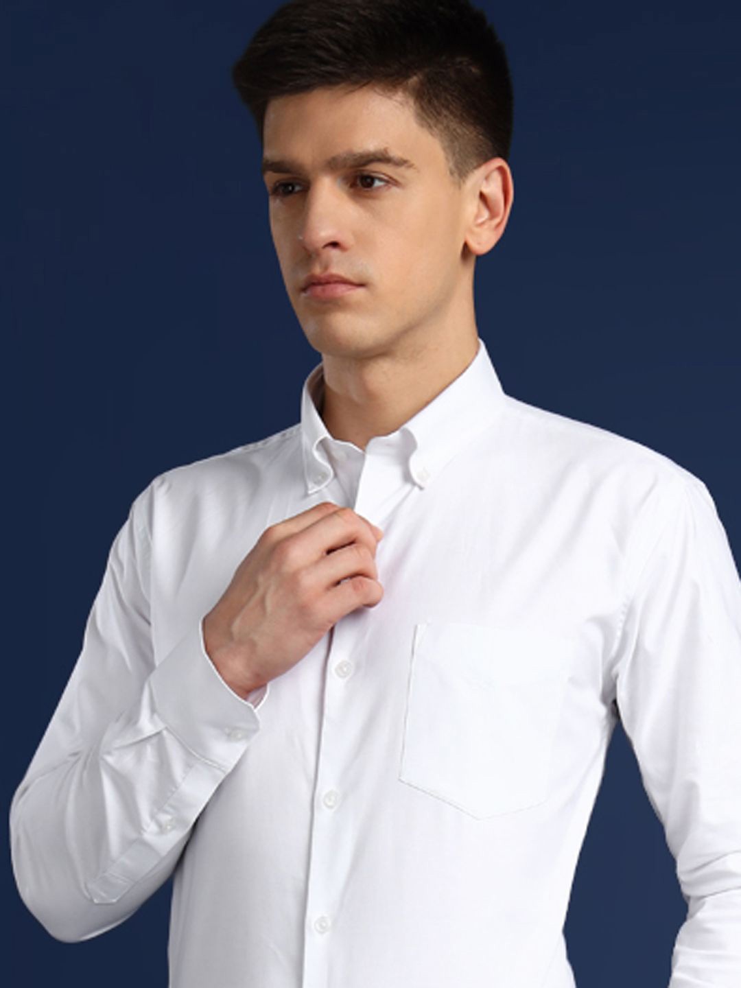 

Hancock Men Slim Fit Oxford Pure Cotton Button Down Collar Formal Shirt, White