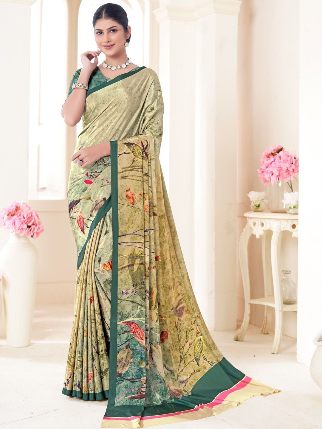 

JIVORA Pure Silk Saree, Green