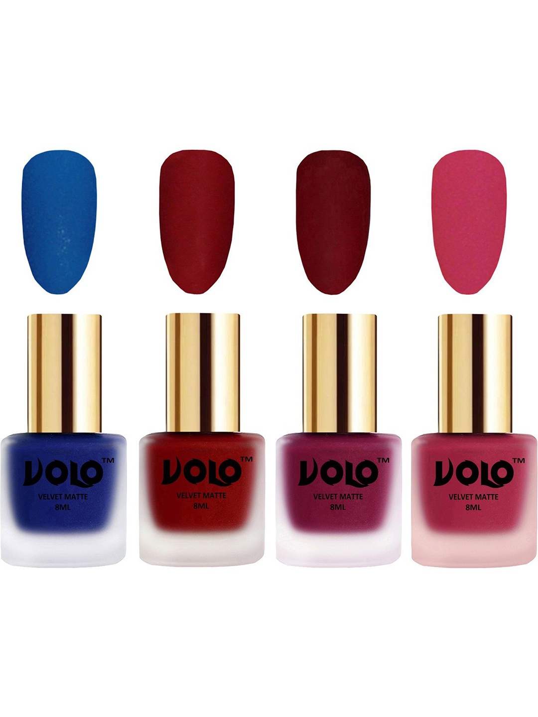 

VOLO Set Of 4 Velvet Matte Nail Polish - 8 ml Each - 19 - 22 - 25 - 43, Multi
