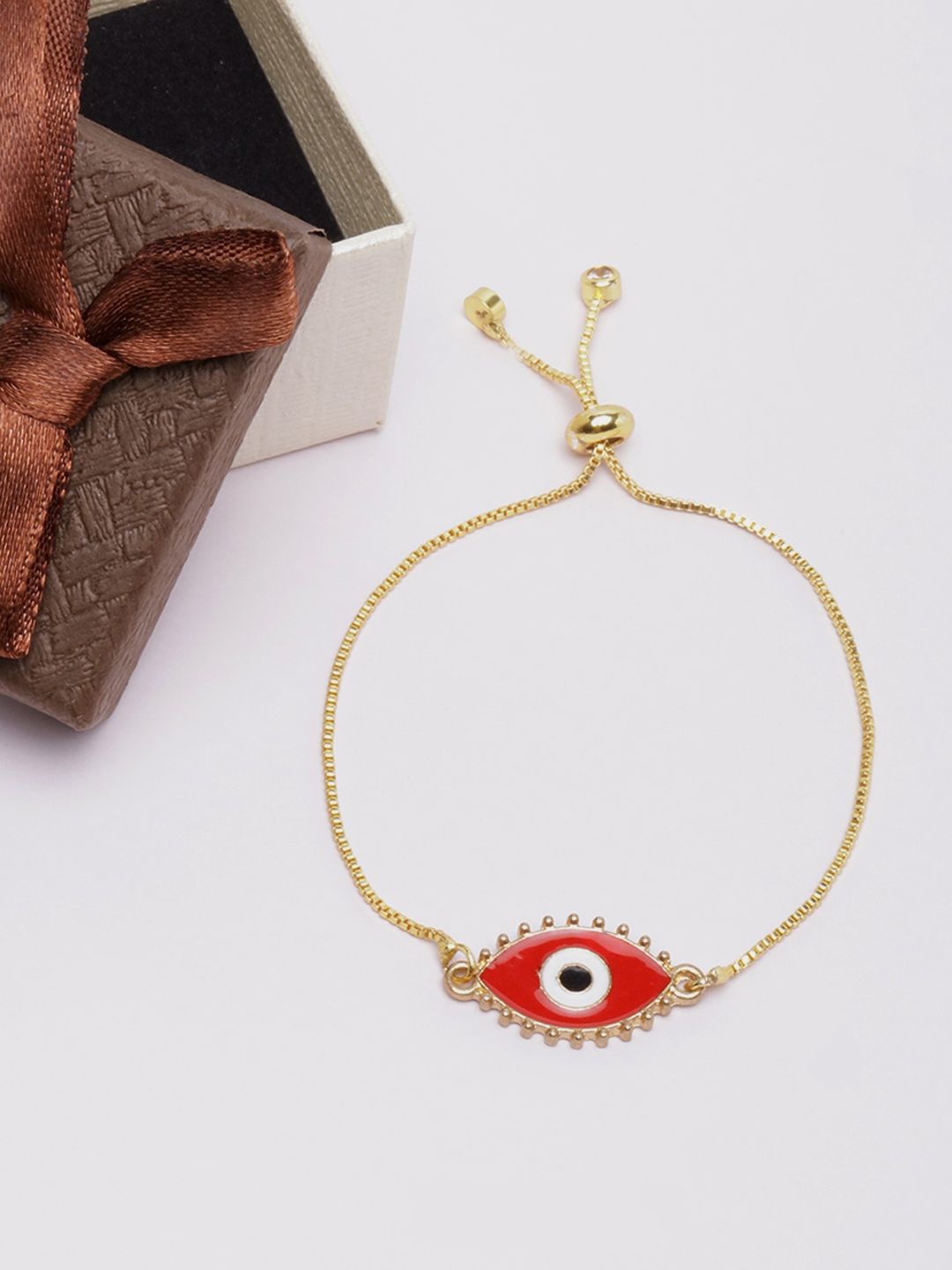 

KPOP Gold-Plated Enamelled Stone Studded Charm Bracelet