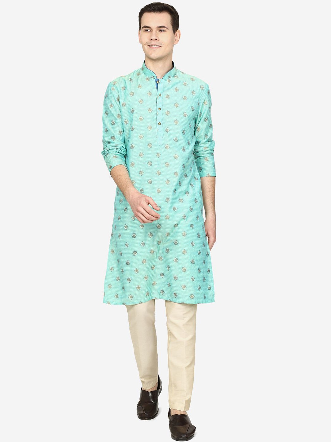 

THE KURTA COMPANY Men Printed Kurta, Blue