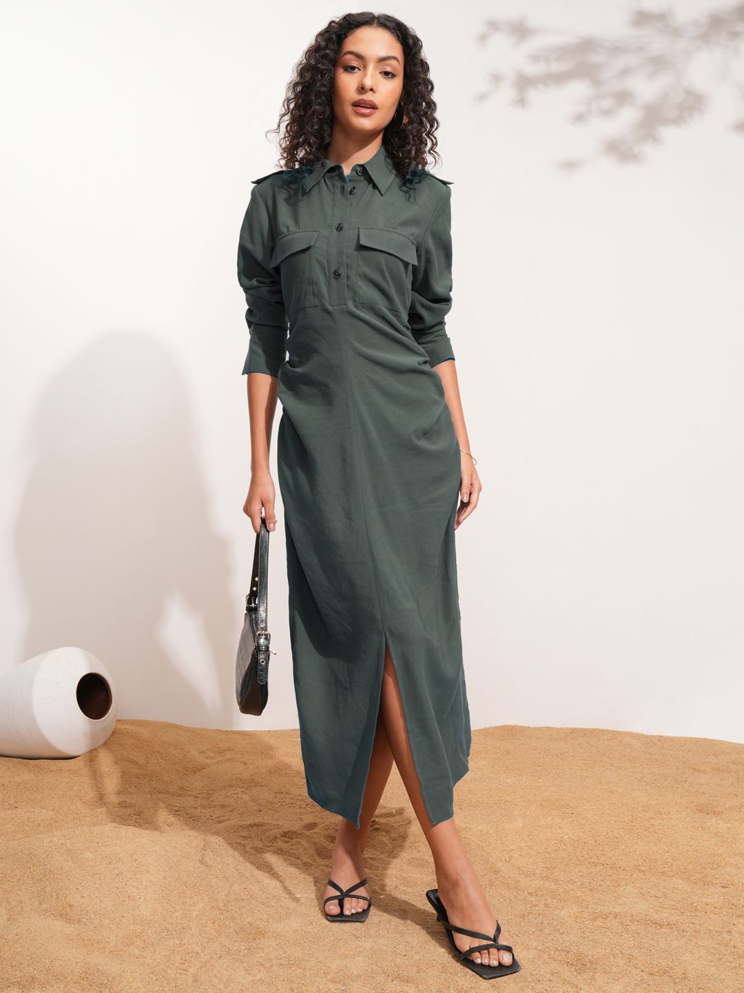 

Tokyo Talkies Shirt Midi Dress, Charcoal