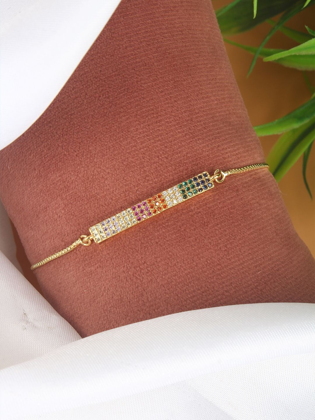 

KPOP Gold-Plated CZ Studded Charm Bracelet