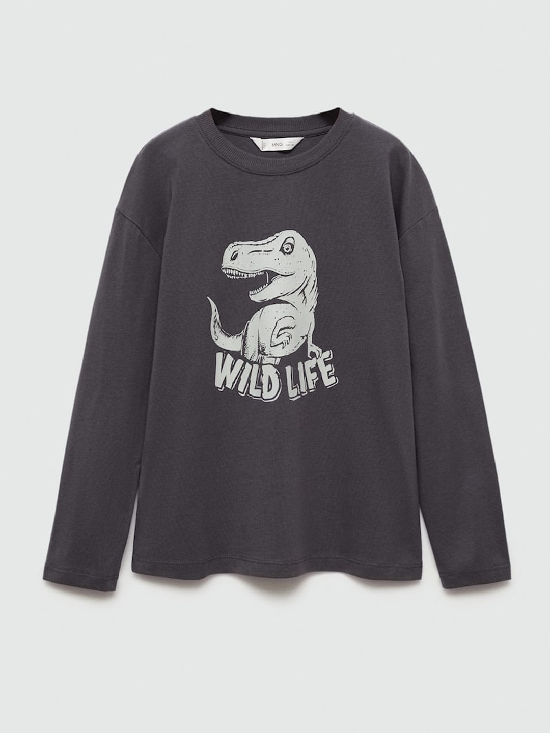 

Mango Kids Pure Cotton Boys Graphic Printed T-shirt, Grey