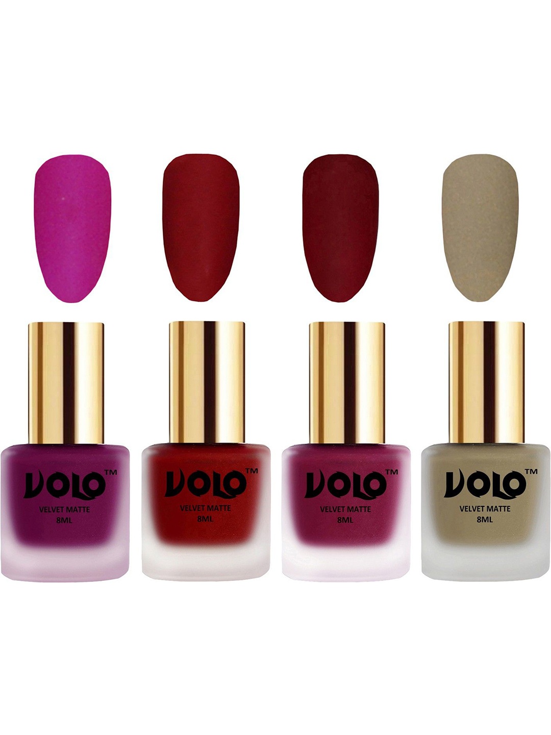 

VOLO Set Of 4 Velvet Matte Nail Polish- 8 ml Each- Shade- 14- 22- 25- 37, Multi