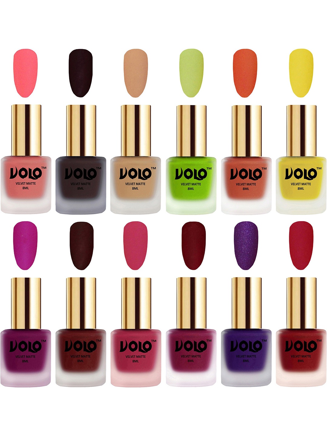 

VOLO Set Of 12 Velvet Matte Nail Polish-8 ml Each, Green