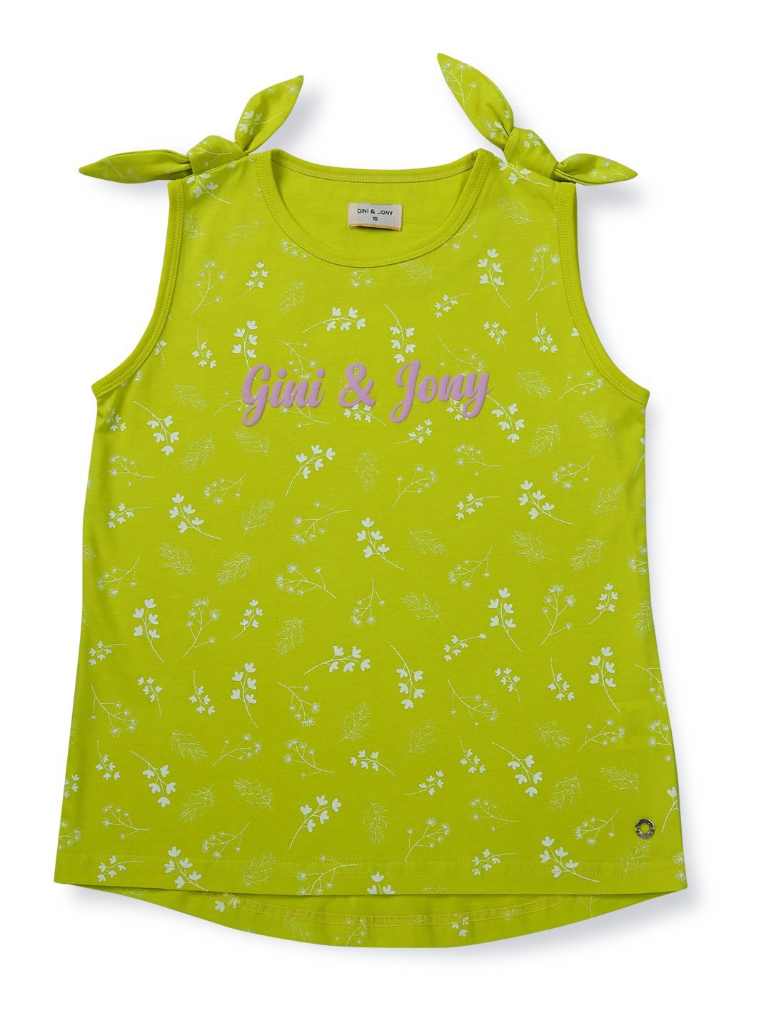 

Gini and Jony Girls Floral Printed Round Neck Cotton Top, Green