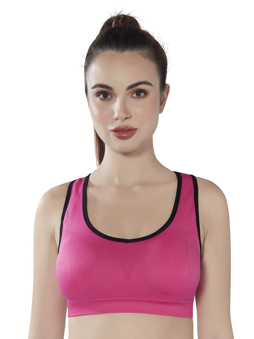 

PLUMBURY Full Coverage Rapid-Dry Racerback Workout Sports Bra, Pink