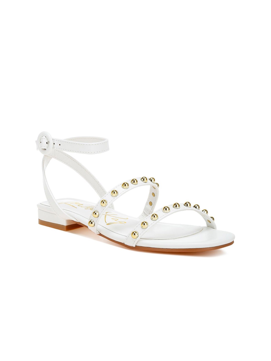

London Rag Women Backstrap Open Toe Flats, Off white