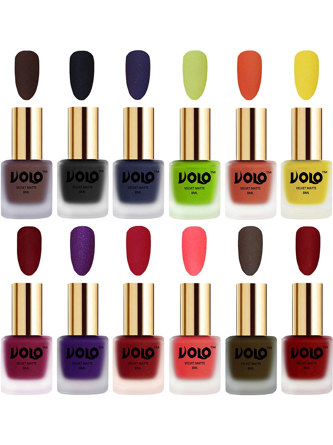 

VOLO Set Of 12 Velvet Matte Nail Polish-8 ml Each, Green
