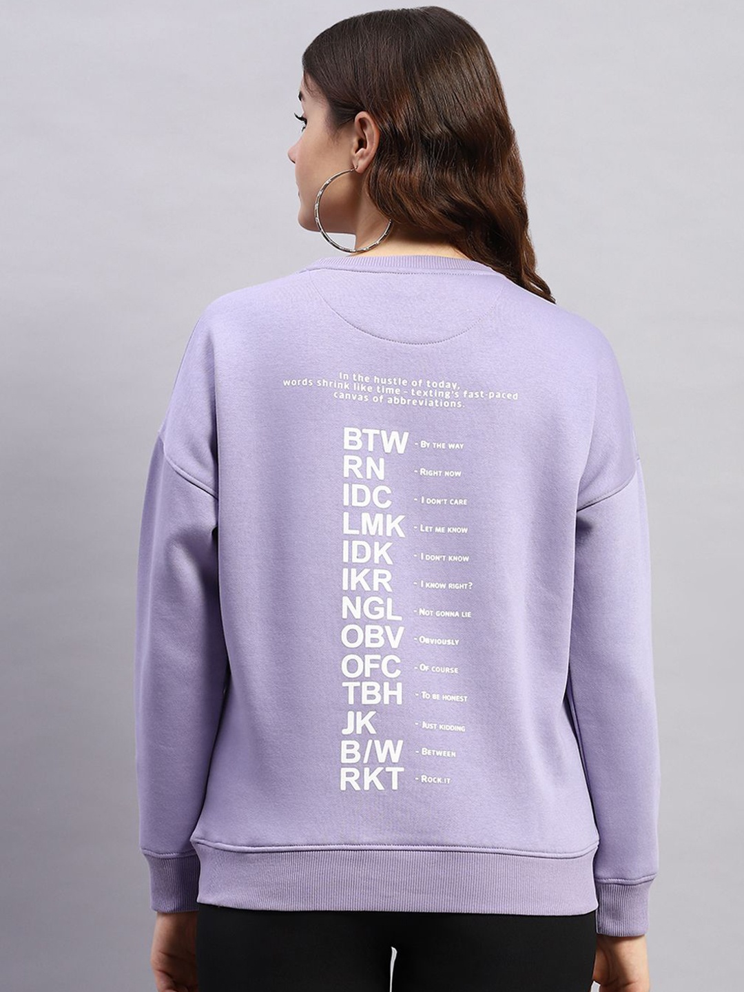 

rock.it Women Typography Printed Cotton Pullover Sweatshirt, Lavender