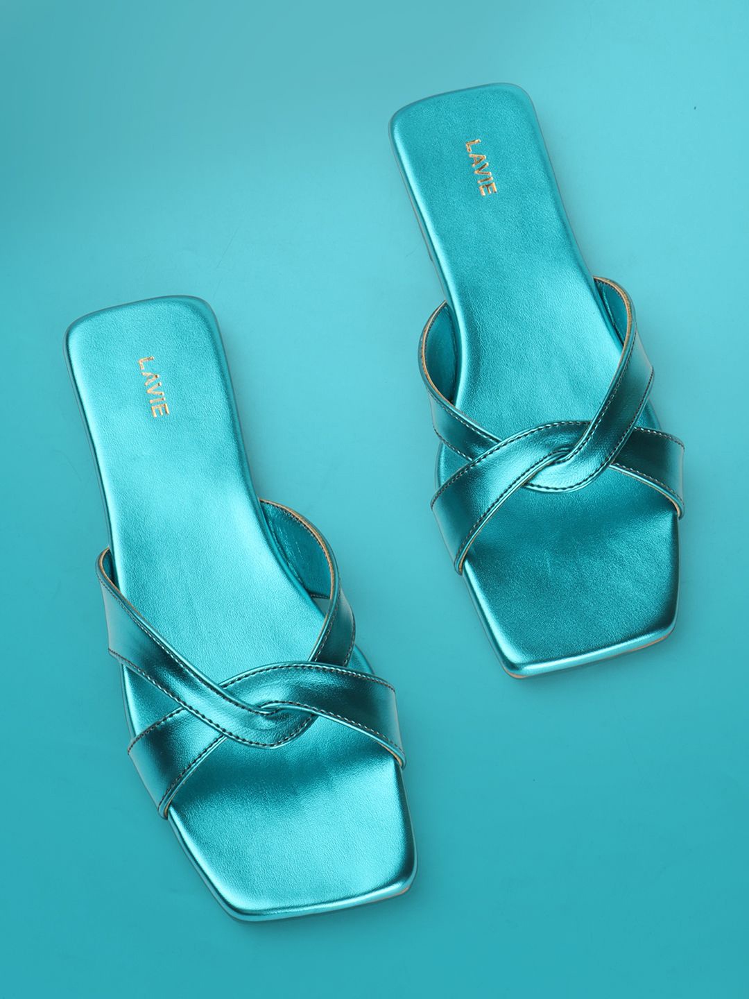 

Lavie Women Solid Party Wear Open Toe Flats, Blue