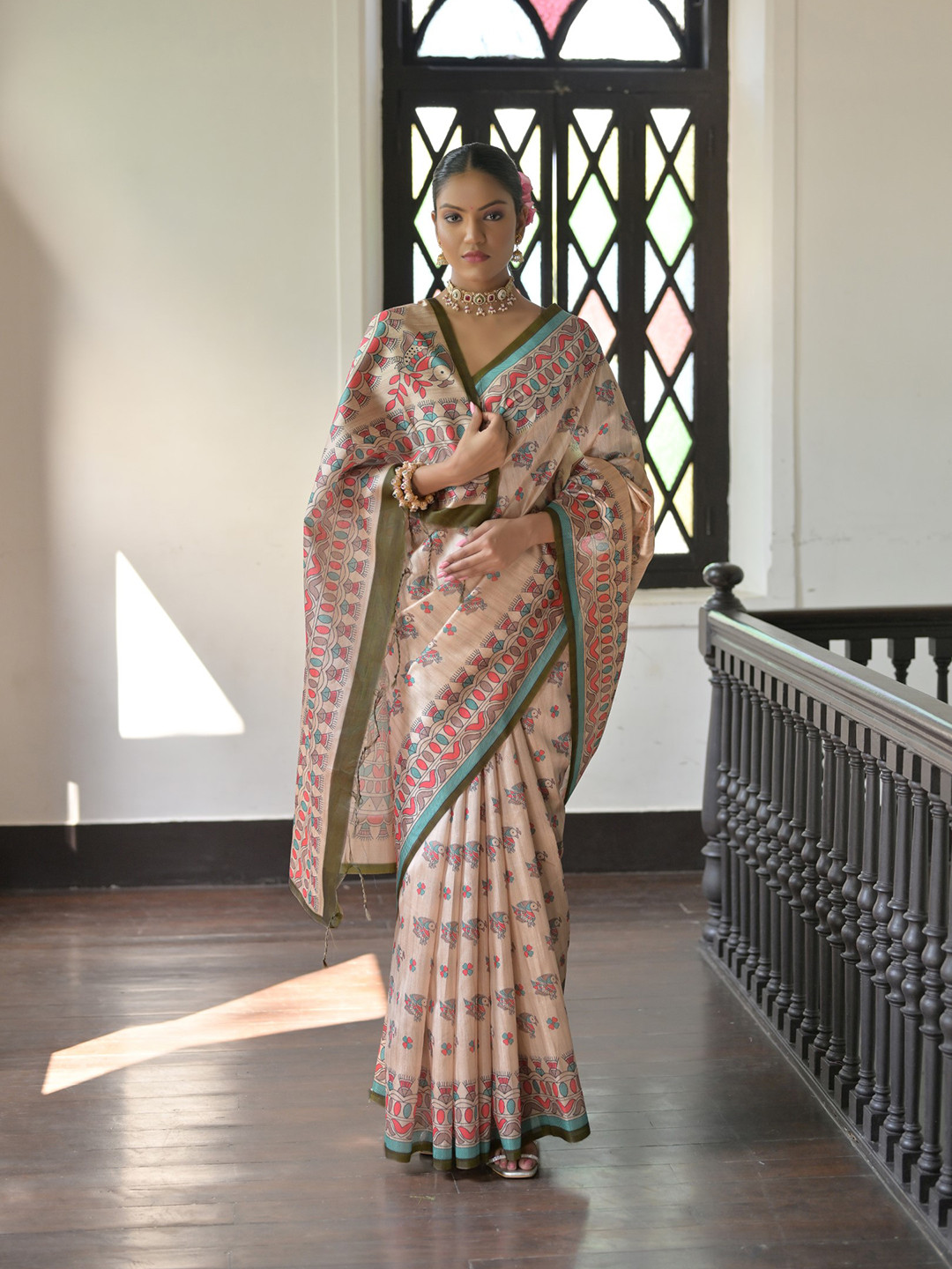 

Kandora Warli Pure Silk Banarasi Saree, Green