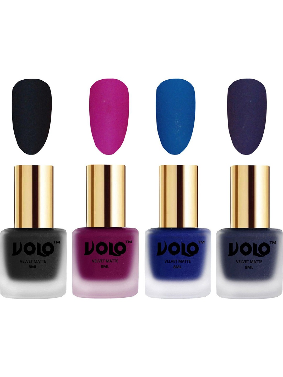 

VOLO Set Of 4 Velvet Matte Nail Polish - 8 ml Each Shades-5-14-19-31, Blue