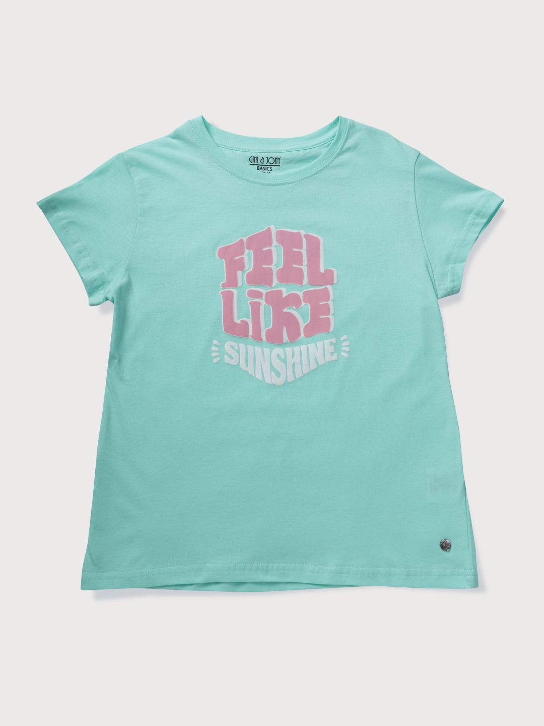 

Gini and Jony Girls Typography Printed Round Neck Cotton T-Shirt, Sea green